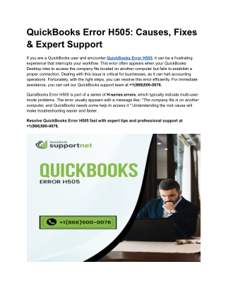 QuickBooks Error H505: Causes, Fixes & Step-by-Step Solutions