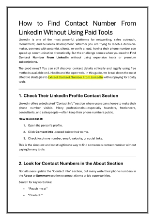 How to Find Contact Number From LinkedIn Without Using Paid Tools