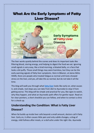 What Are the Early Symptoms of Fatty Liver Disease