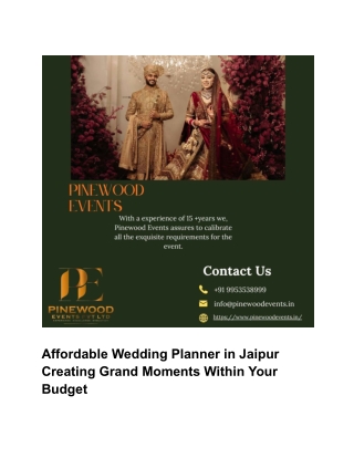 Affordable Jaipur Wedding Planner – Complete Planning at Best Prices