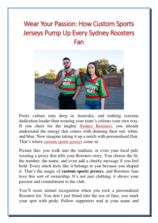 Wear Your Passion How Custom Sports Jerseys Pump Up Every Sydney Roosters Fan