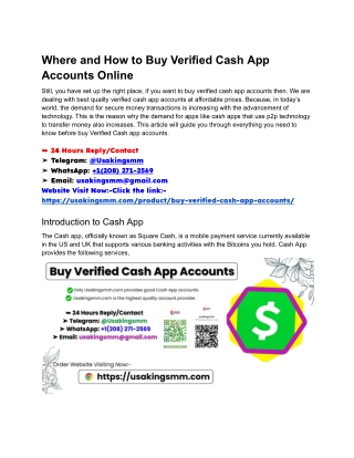 A Step-by-step Guide To Buy Verified Cash App Accounts In Usa, Uk, Ca, Au