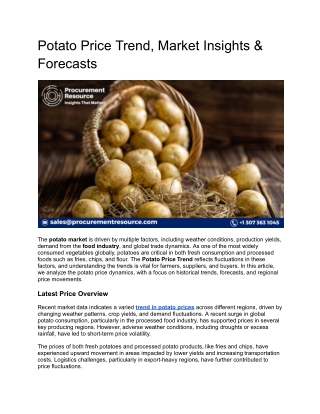 Potato Price Trend, Market Insights & Forecasts