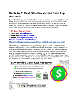11 Best Sites To Buy Verified Cash App Accounts in USA, Uk, CA, Au, Eu