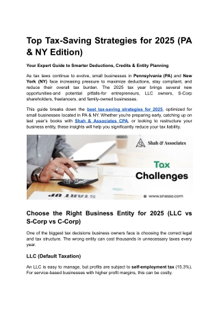 Top Tax-Saving Strategies for 2025 (PA & NY Edition)