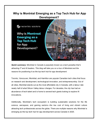 Why is Montréal Emerging as a Top Tech Hub for App Development.