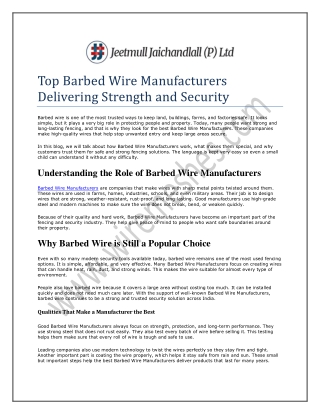 Top Barbed Wire Manufacturers Delivering Strength and Security