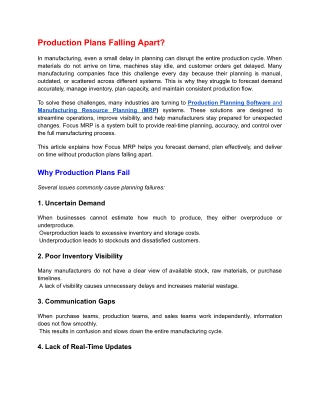 Production Planning Software | Improve Efficiency with Focus MRP