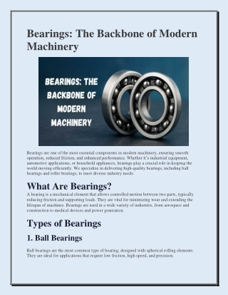 Bearings The Backbone of Modern Machinery