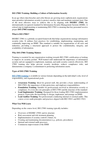 ISO 27001 Training