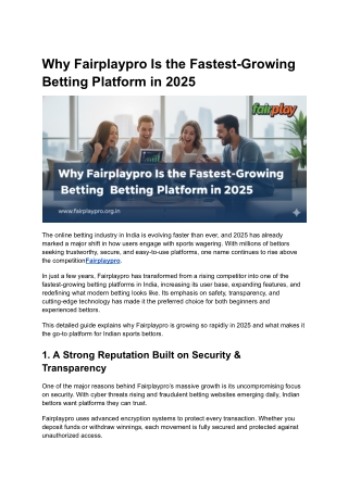 Why Fairplaypro Is the Fastest-Growing Betting Platform in 2025