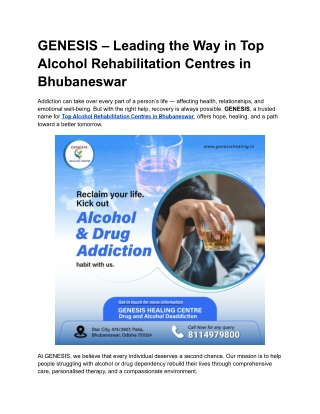 Top Alcohol Rehabilitation Centres in Bhubaneswar