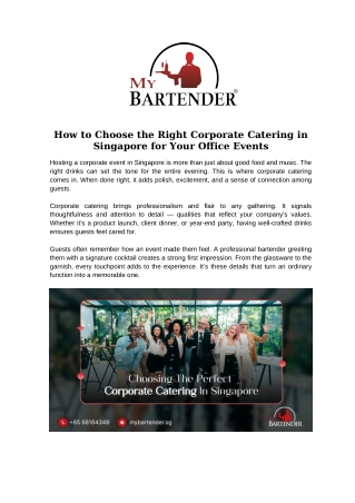 How to Choose the Right Corporate Catering in Singapore for Your Office Events