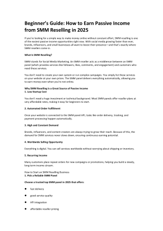 Beginner’s Guide to Earning Passive Income with SMM Reselling in 2025