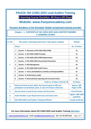 Online ISO 21001 2025 Lead Auditor Training Course