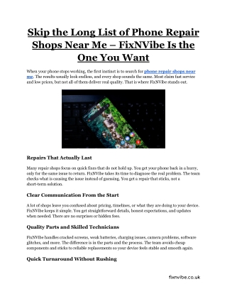 Skip the Long List of Phone Repair Shops Near Me – FixNVibe Is the One You Want