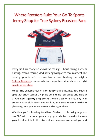 Where Roosters Rule Your Go-To Sports Jersey Shop for True Sydney Roosters Fans
