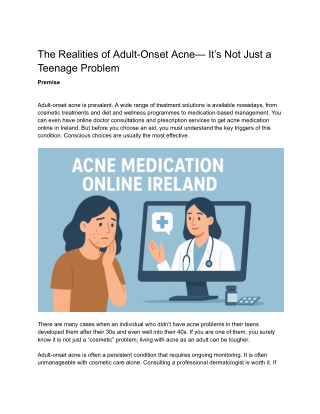 The Realities of Adult-Onset Acne— It’s Not Just a Teenage Problem