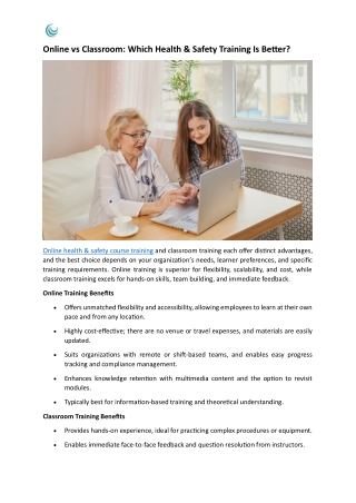 Online vs Classroom - Which Health & Safety Training Is Better