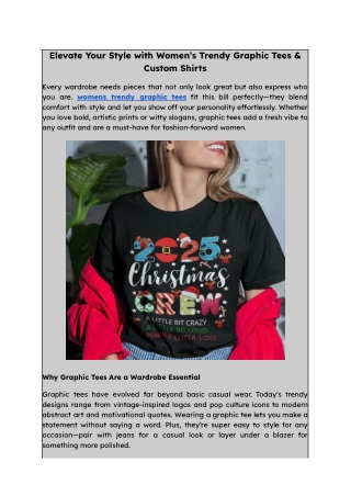 Elevate Your Style with Women’s Trendy Graphic Tees & Custom Shirts