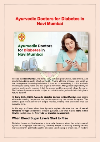 Ayurvedic Doctors for Diabetes in Navi Mumbai