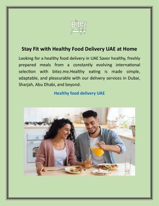 Stay Fit with Healthy Food Delivery UAE at Home