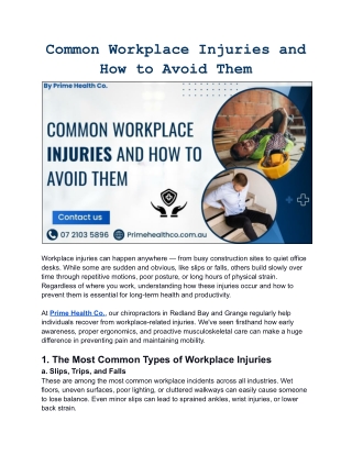 Common Workplace Injuries and How to Avoid Them