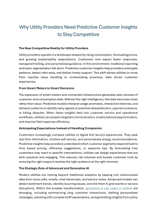 Why Utility Providers Need Predictive Customer Insights to Stay Competitive