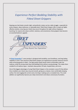 Experience Perfect Bedding Stability with Fitted Sheet Grippers