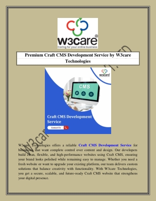 Premium Craft CMS Development Service by W3care Technologies