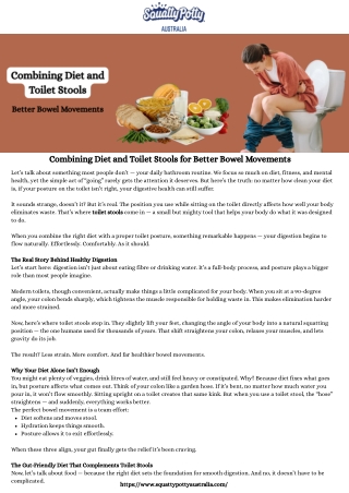 Combining Diet and Toilet Stools for Better Bowel Movements