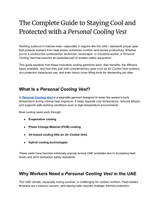 The Complete Guide to Staying Cool and Protected with a Personal Cooling Vest