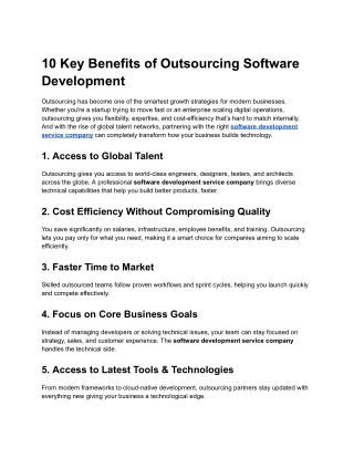 Outsourcing Software Development