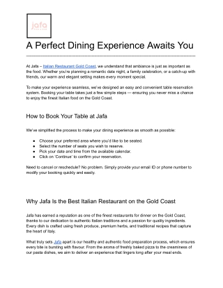 A Perfect Dining Experience Awaits You