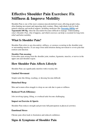 Effective Shoulder Pain Exercises
