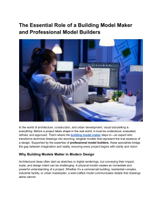 Why Every Architect Needs a Professional Building Model Maker