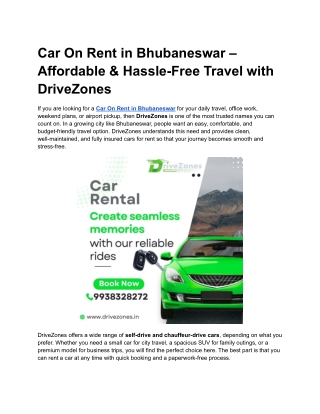 Car On Rent in Bhubaneswar