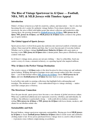 The Rise of Vintage Sportswear in Al Quoz — Football, NBA, NFL & MLB Jerseys