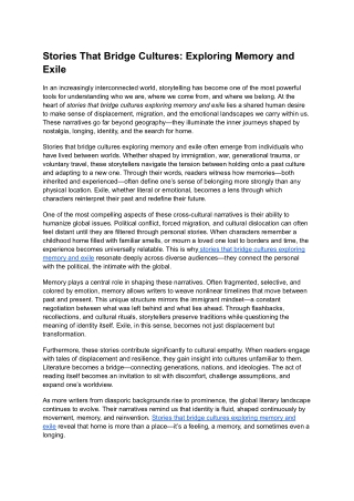 Stories That Bridge Cultures_ Exploring Memory and Exile