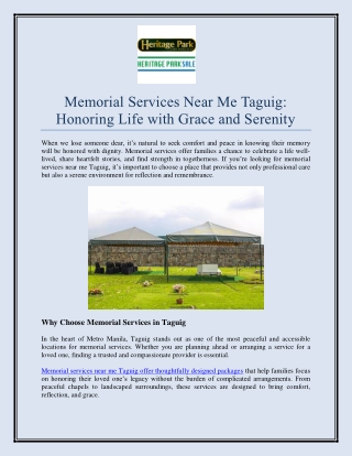 Memorial Services Near Me Taguig Honoring Life with Grace and Serenity