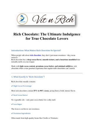 Rich Chocolate | Pure Indulgence & Premium Taste