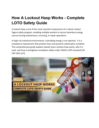 How A Lockout Hasp Works - Complete LOTO Safety Guide