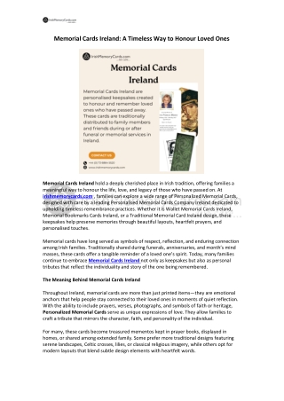 Memorial Cards Ireland