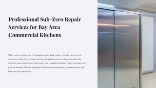 Professional Sub-Zero Repair Services for Bay Area Commercial Kitchens