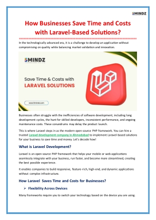 How Businesses Save Time and Costs with Laravel-Based Solutions?