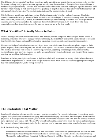 Finding a Botox Certified Provider: Credentials That Matter