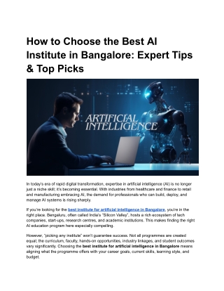 How to Choose the Best AI Institute in Bangalore_ Expert Tips & Top Picks