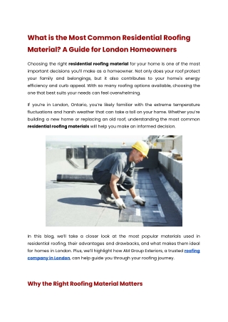 What is the Most Common Residential Roofing Material? A Guide for London Homeown