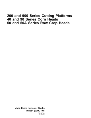 John Deere 200 and 900 Series Cutting Platforms Service Repair Manual Instant Download (tm1581)