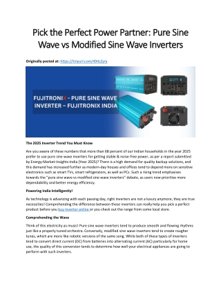 Pure Sine Wave vs Modified Sine Wave Inverters: Which One Should You Choose?